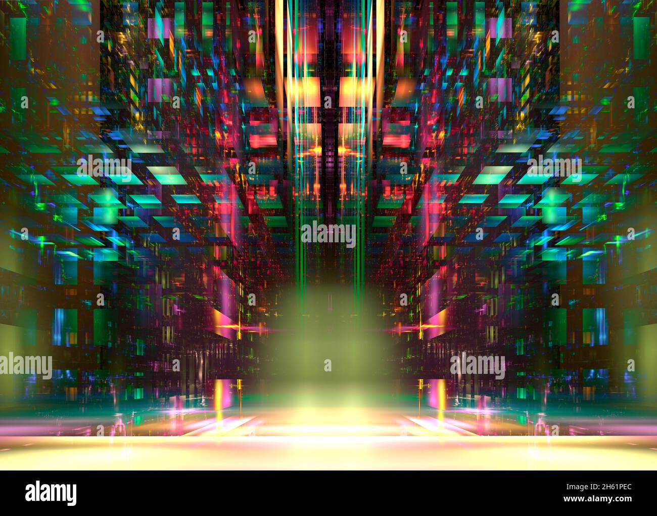 Abstrakter mehrfarbiger Hintergrund - Portal aus Glasblöcken - 3d-Illustration Stockfoto