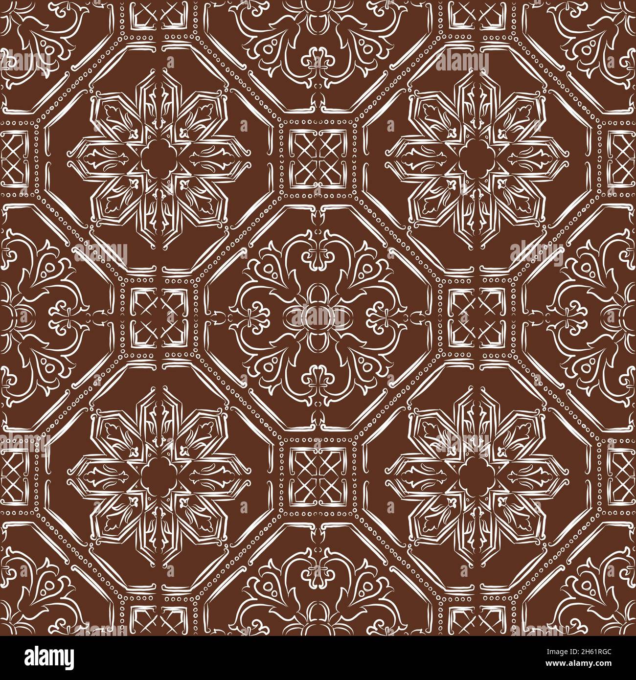 Nahtloses, farbenfrohes Patchwork im portugiesischen Stil. Handgezeichnete Einrichtung in Arabisch und Spanien. Islam, Indisch, Ottomane Motiv. Perfekt für den Druck auf Stoff oder pa Stock Vektor