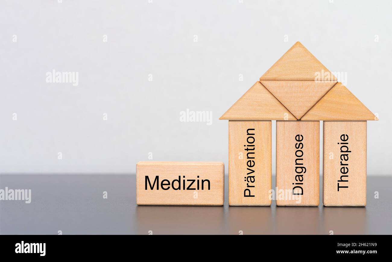 Drei Säulen der Behandlung in der Medizin Stockfoto
