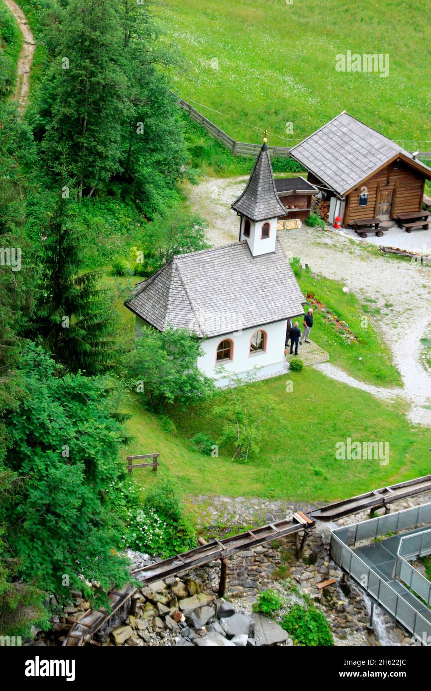 Mühlendorf,josefskapelle,Kapelle,von oben,Mühle,gschnitz,gschnitztal,brennergebiet,wipptal,tirol,österreich Stockfoto