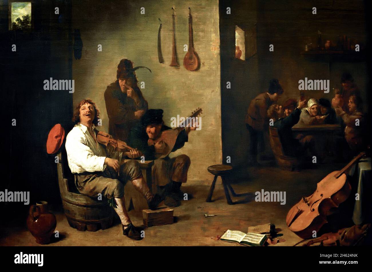 Interieur einer Taverne mit Musikern von David Teniers (II), 1610-1690. Belgien, Belgien, Flämisch, Stockfoto