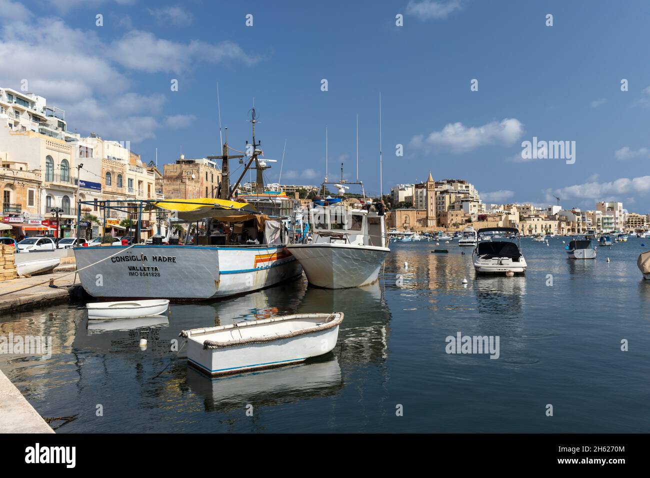 Das malerische Fischerdorf Marsaskala, Malta. Stockfoto