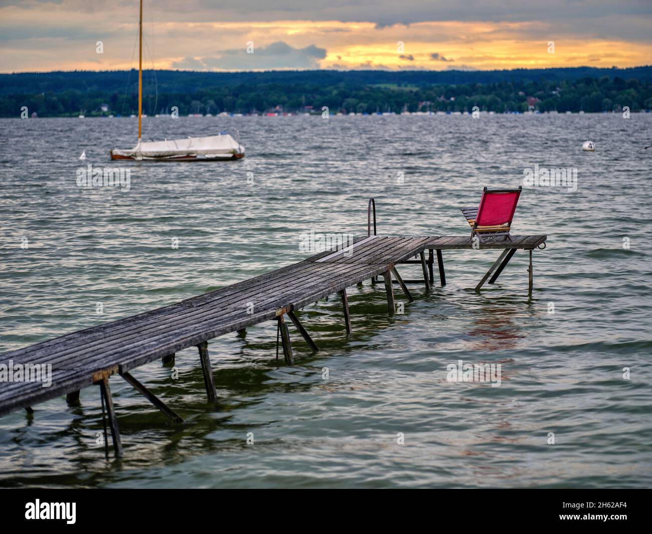 ammersee-Ufer in breitenbrunn Stockfoto