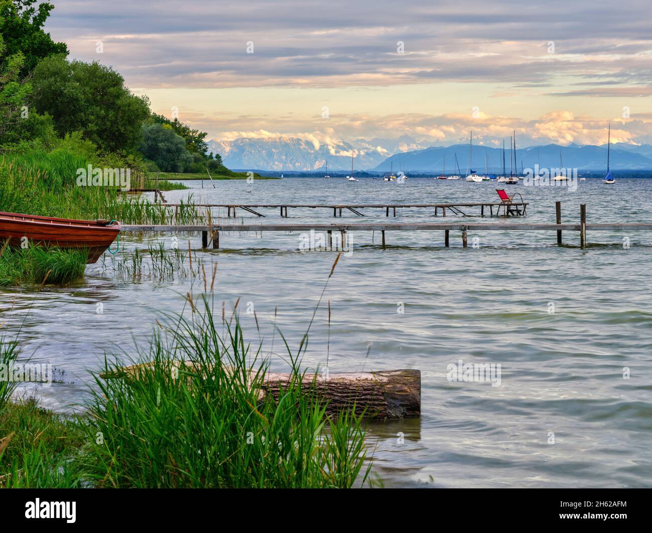 ammersee-Ufer in breitenbrunn Stockfoto