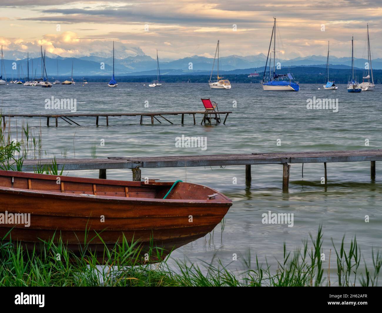ammersee-Ufer in breitenbrunn Stockfoto