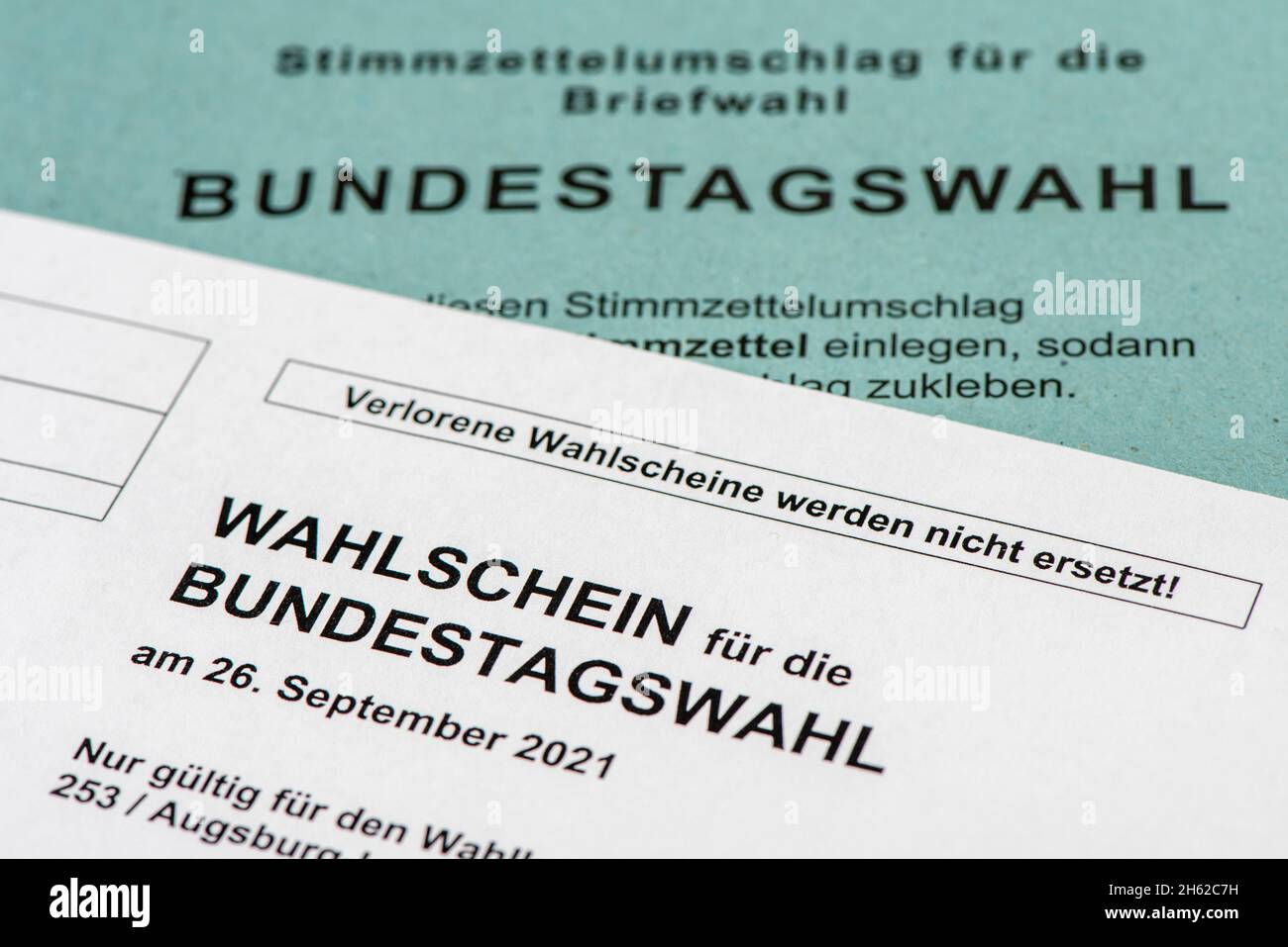 Wahl und Briefwahl für die Bundestagswahl 2021 Stockfoto