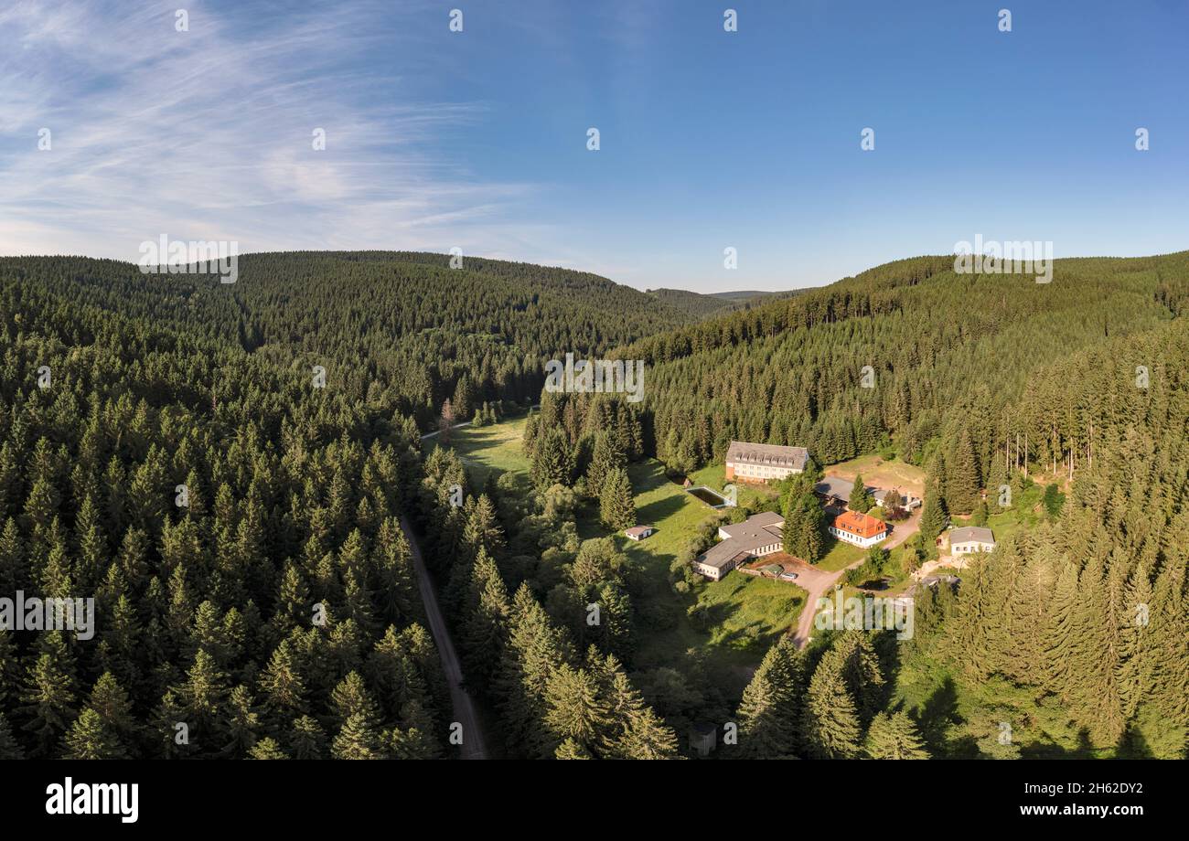 deutschland,thüringen,ilmenau,gehren,Wald,Berge,Tal,Ratsmühle,rennsteig Umgebung,Abendlicht Stockfoto