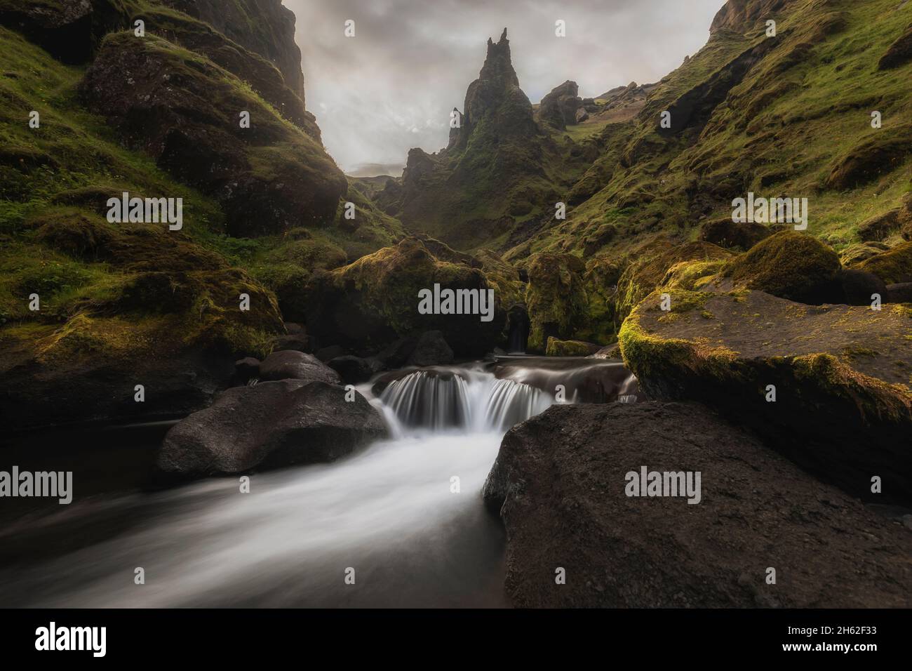 Fantastische Landschaft im südlichen Hochland islands. Stockfoto