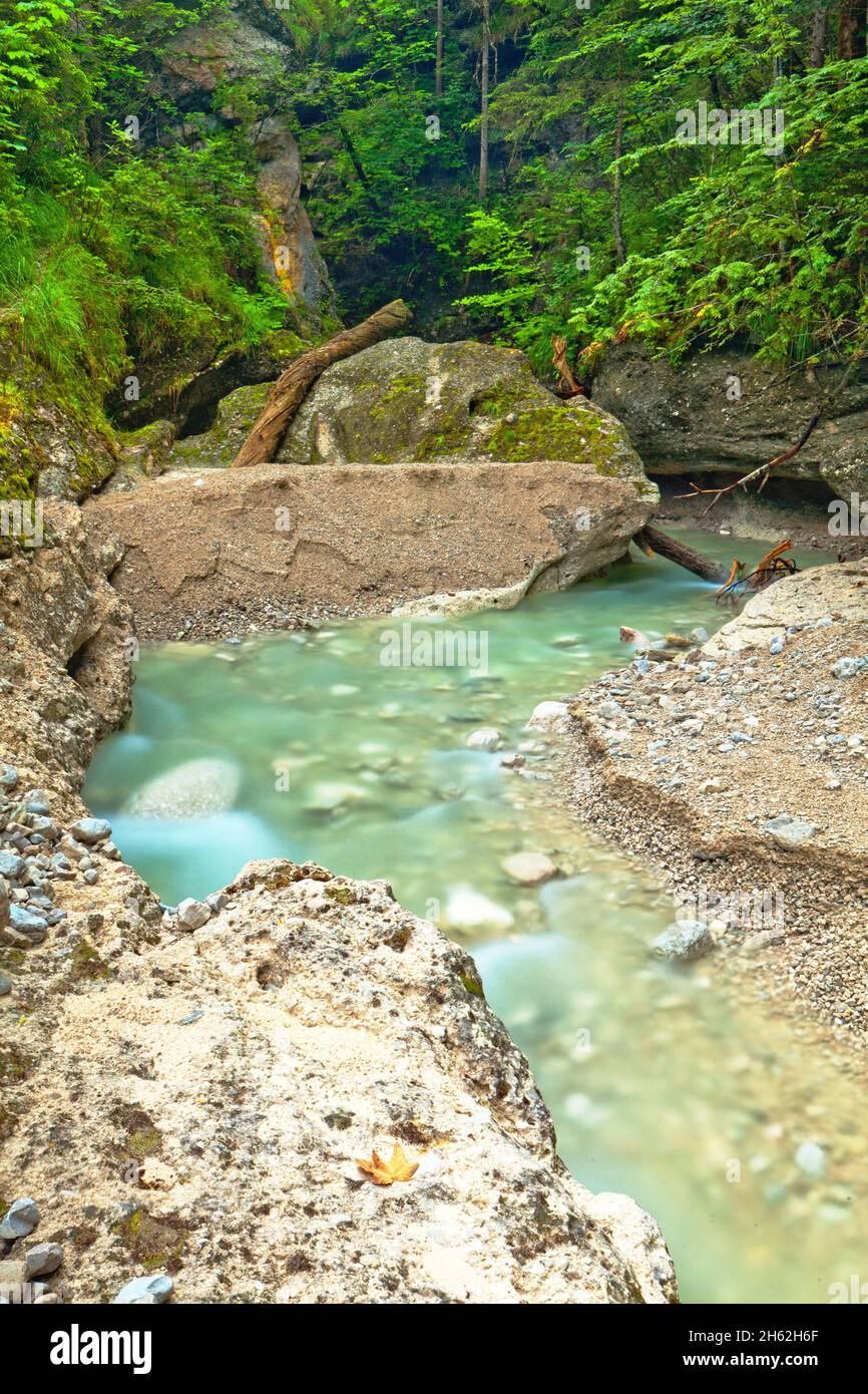 Der Seinsbach in den karwendelalpen nach heftigem Regen Stockfoto