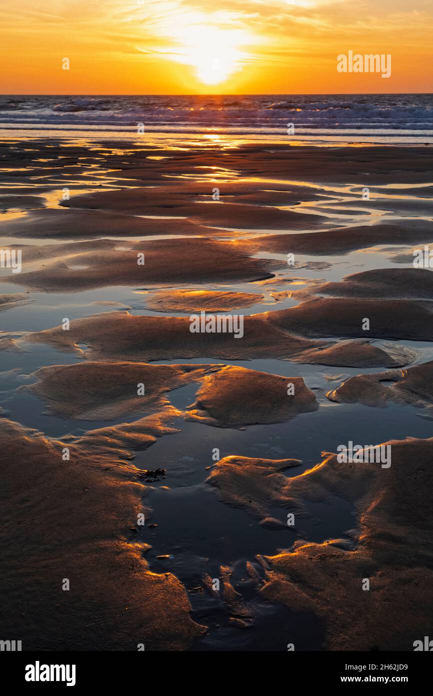 england, Insel wight, shanklin Beach bei Ebbe und Sonnenaufgang Stockfoto