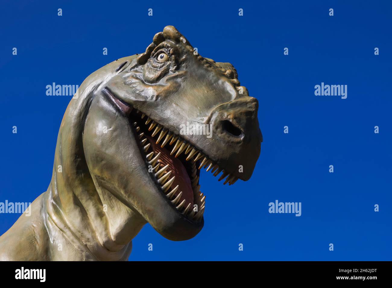 england, Insel wight, die Nadeln Wahrzeichen Attraktion, Statue des Tyrannosaurus-rex Kopf Stockfoto