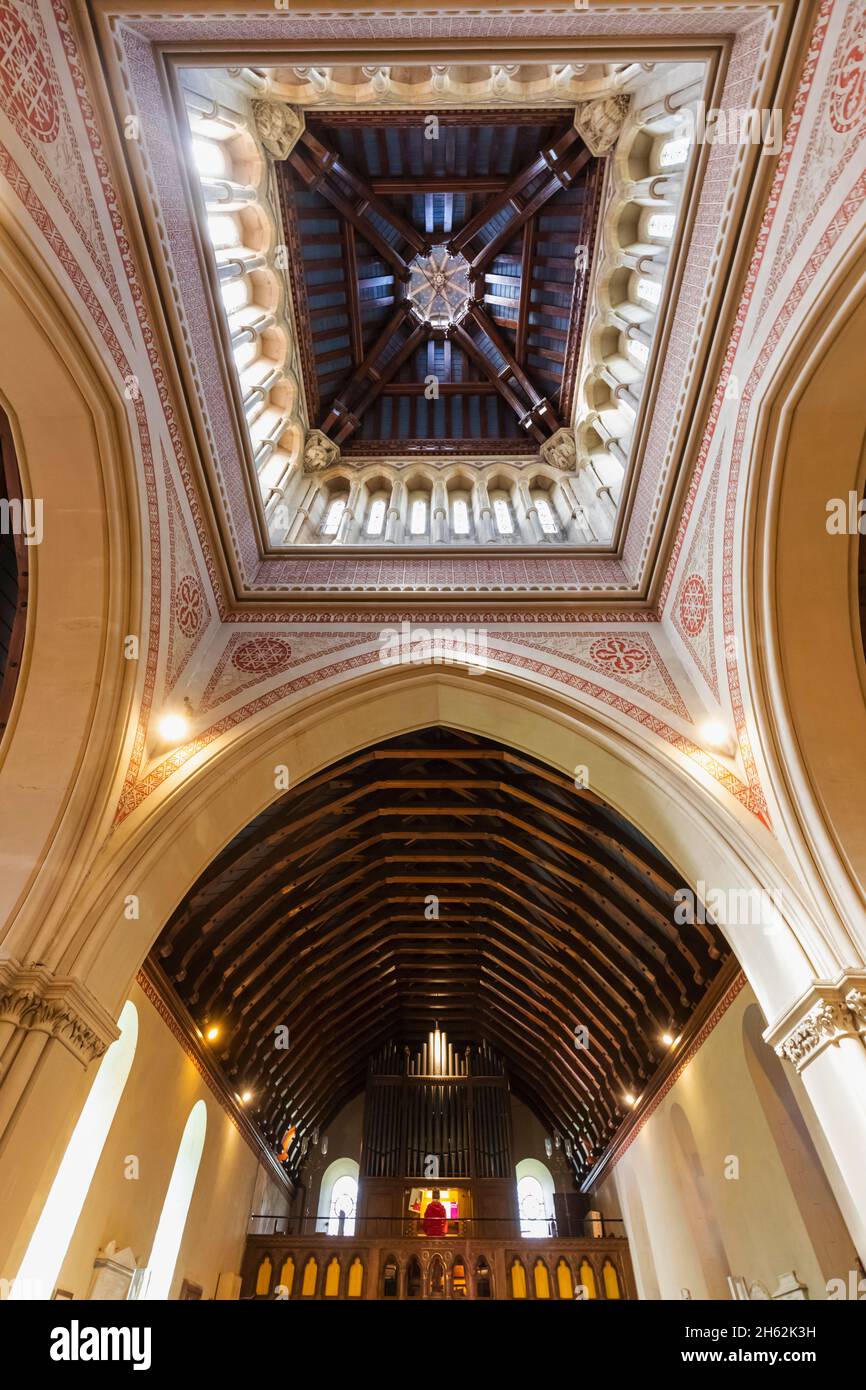 england, Insel wight, East cowes, whippingham, st.mildred's Kirche in der Nähe von osborne Haus von Königin victoria und der königlichen Familie verwendet, Innenansicht mit Deckendetails Stockfoto england, Insel wight, East cowes, whippingham, st.mildred's Kirche in der Nähe von osborne Haus von Königin victoria und der königlichen Familie verwendet, Innenansicht mit Deckendetails Stockfoto