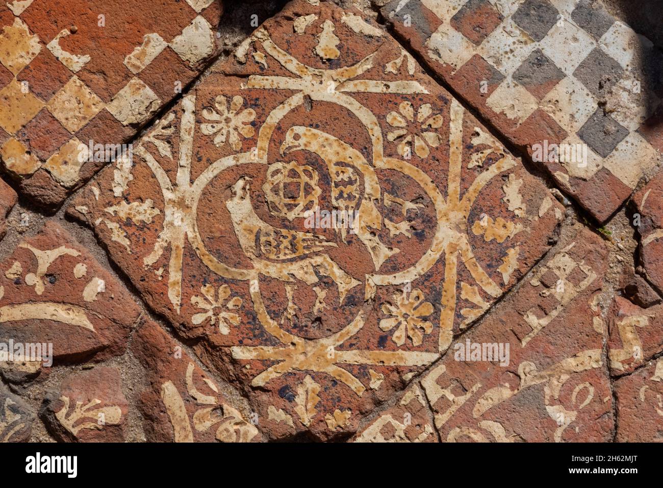 england, hampshire, portsmouth, fareham, Titchfield Abbey aka Place House, die mittelalterlichen Bodenfliesen Stockfoto