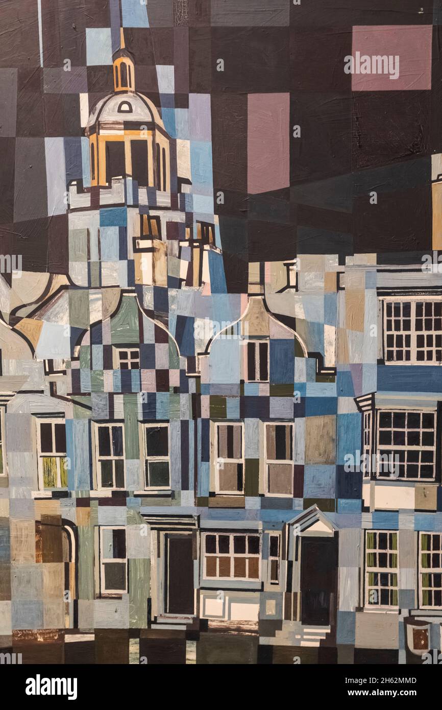 england, hampshire, portsmouth, portsmouth Museum, kubistisches Gemälde mit dem Titel „The Cathedral“ von james arnold martin aus dem Jahr 19600 Stockfoto