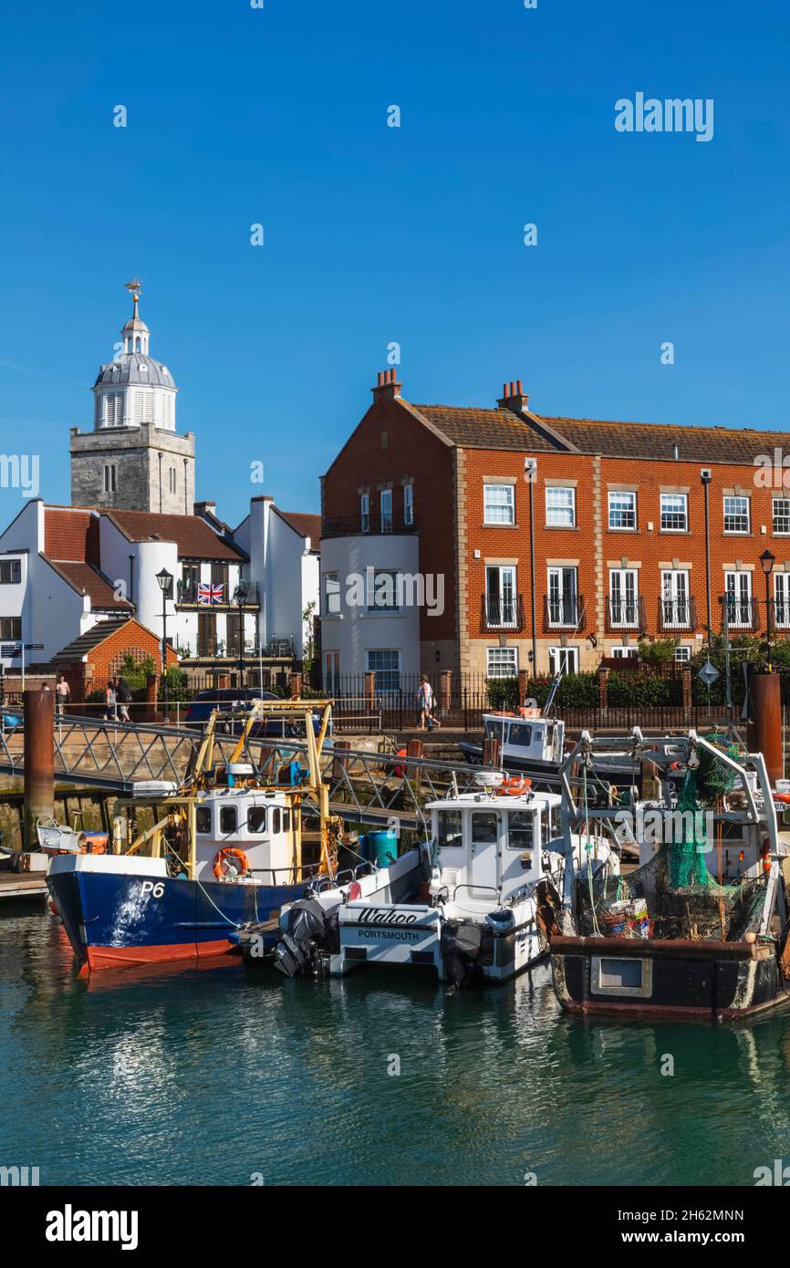 england, hampshire, portsmouth, Old portsmouth, Fischerboote, festgemacht Camber Dock Stockfoto