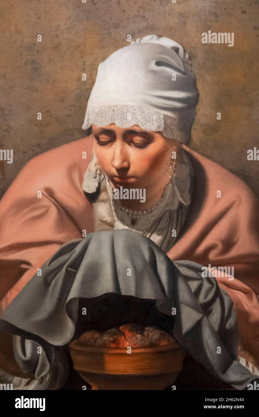 Gemälde einer Frau mit dem Titel „Allegorie des Winters“ des niederländischen Künstlers caesar boetius van everdingen aus dem Jahr 1650 Stockfoto