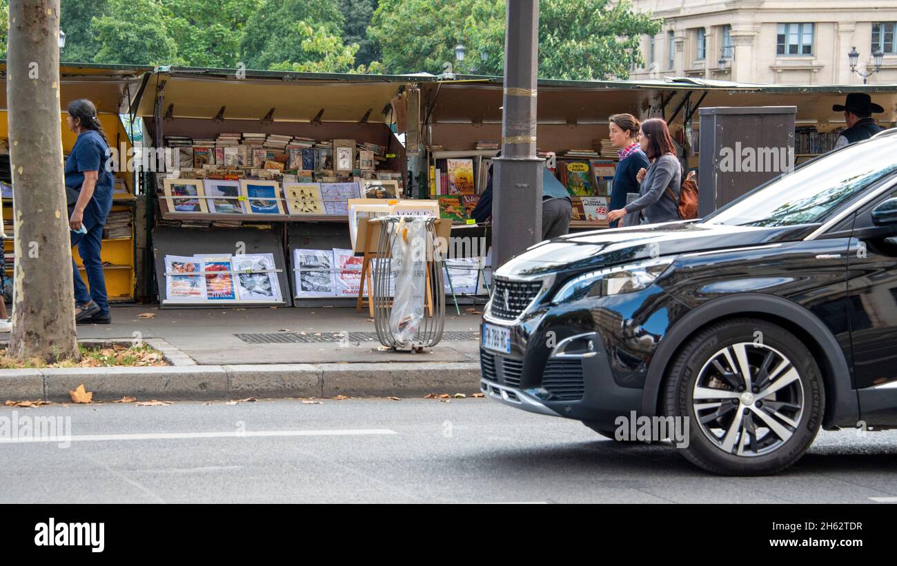 frankreich, paris, Stände, Buchhändler, Bouquinisten am Ufer der seine, Kulturmeile, Stockfoto