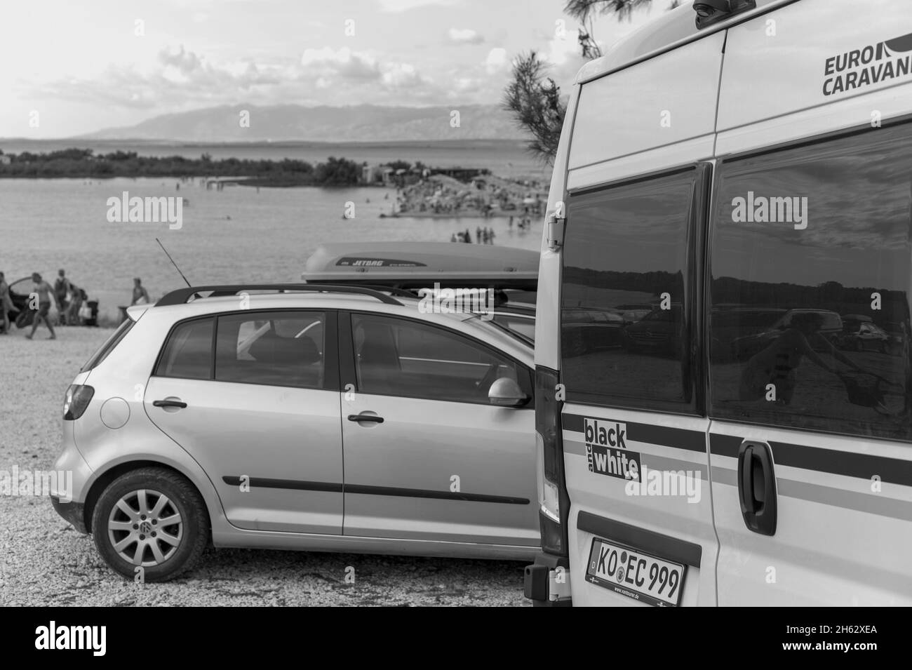 Parkplatz in der Nähe von nin in zadar, kroatien Stockfoto