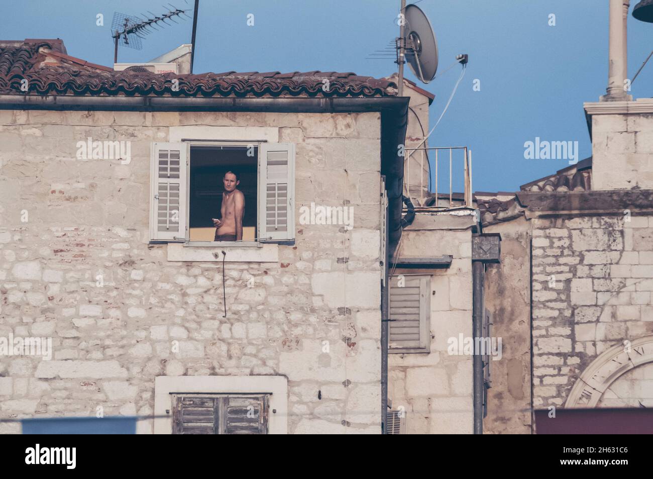 Innerhalb der Mauern des historischen Zentrums / Altstadt von Split in dalmatien, kroatien - Drehort für Spiel der Throne Stockfoto