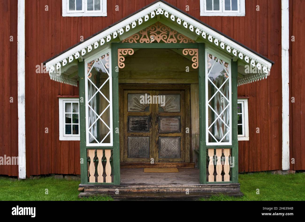 europa, schweden, provinz dalarna, Eingang eines alten Hauses in Fagelsjö Stockfoto