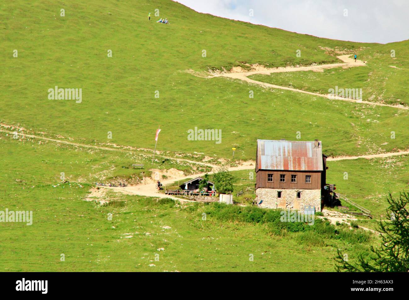 Plumsjochhütte (1630m) auf dem plumsjoch im engl im karwendelgebirge,rißbachtal,tirol,österreich,europa,alm,eng-alm Stockfoto