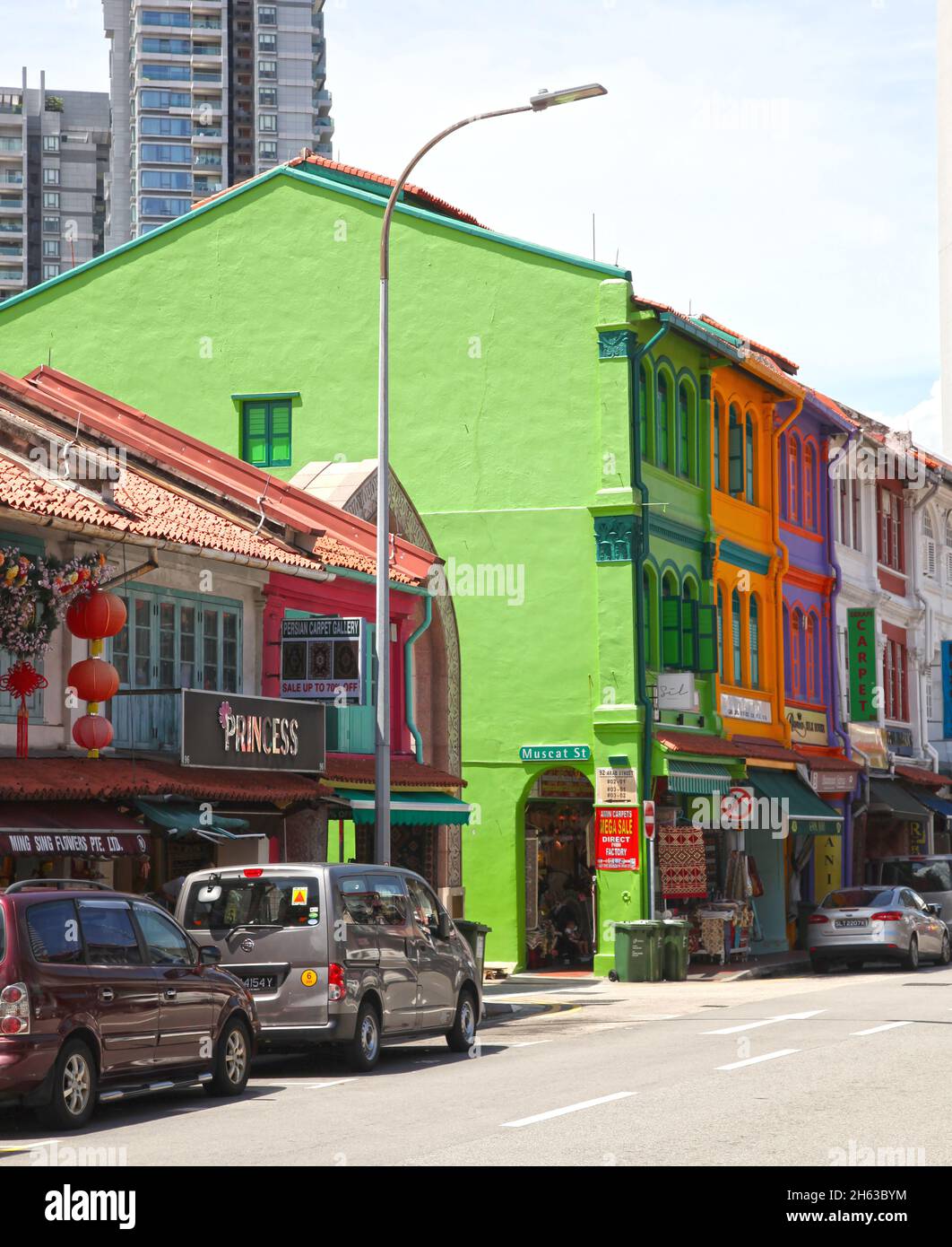 Arab Street im Viertel Kampong Glam in Singapur. Stockfoto