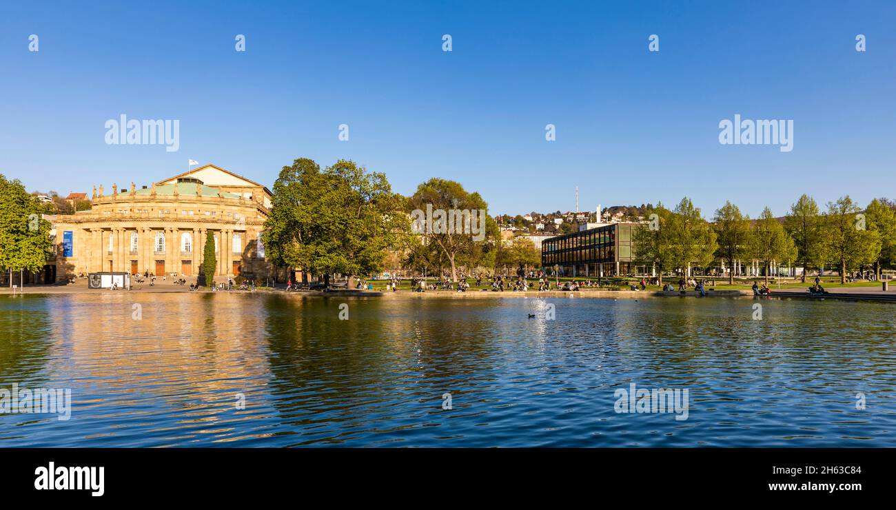 deutschland,baden-württemberg,stuttgart,Oberer Schlossgarten,eckensee,Staatsoper,landtag Stockfoto