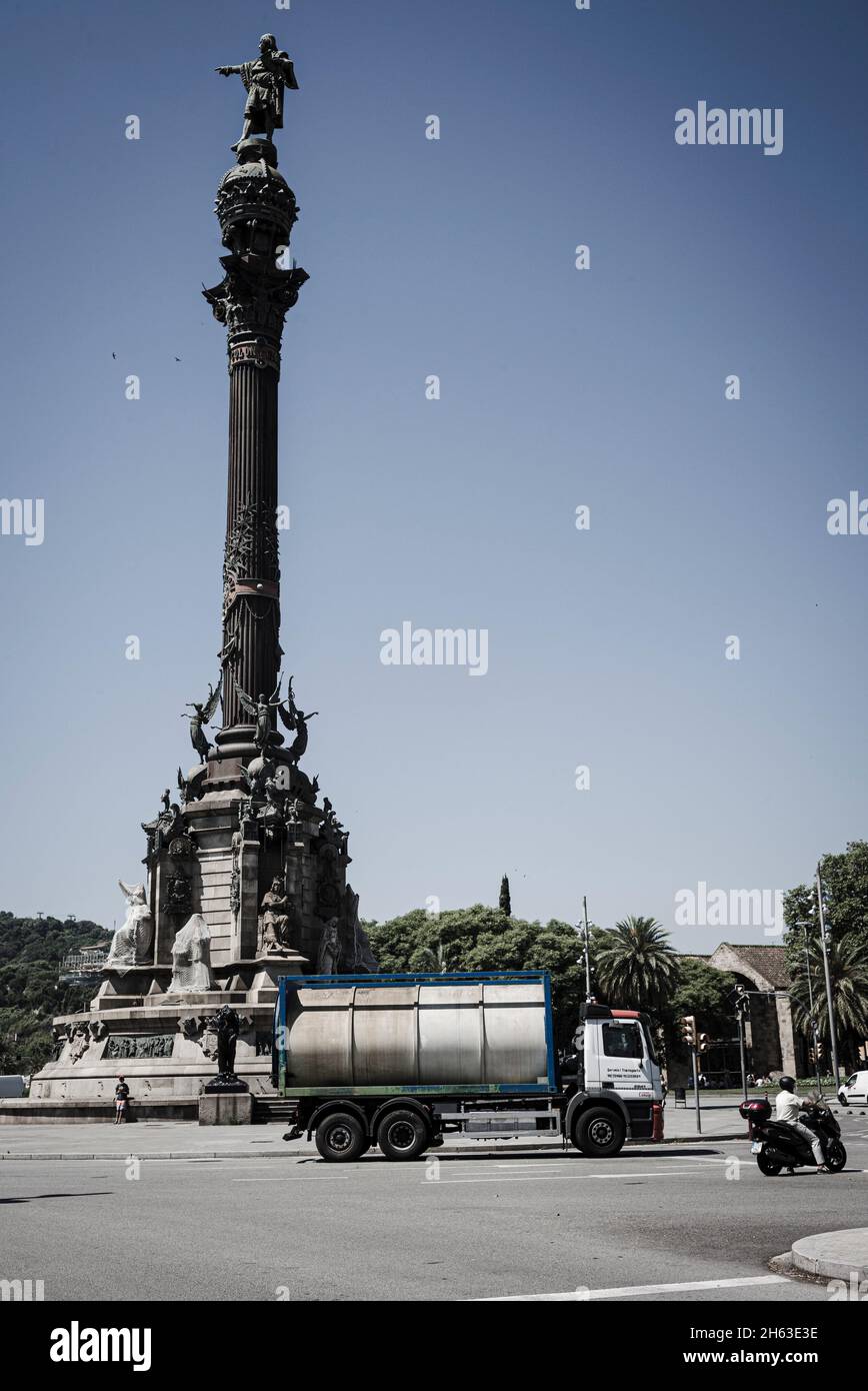 kolumbus-Denkmal am Wasser in barcelona, katalonien, spanien. Stockfoto