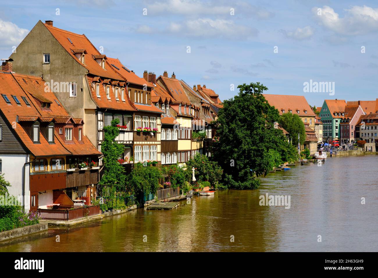 Die ehemalige Fischersiedlung „Klein-venedig“ in der bamberger Inselstadt, UNESCO-Weltkulturerbe-Stadt bamberg, oberfranken, franken, bayern, deutschland Stockfoto