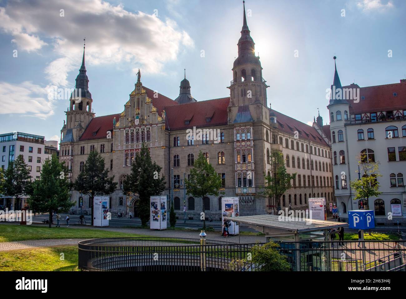 Landgericht halle in der Abendsonne,halle an der saale,sachsen-anhalt,deutschland Stockfoto