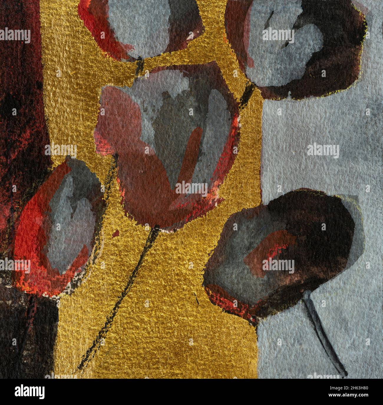 regine martin, Malerei, Acryl, Buntstift, mit Blattgold Beschichtung: Tulpen Stockfoto