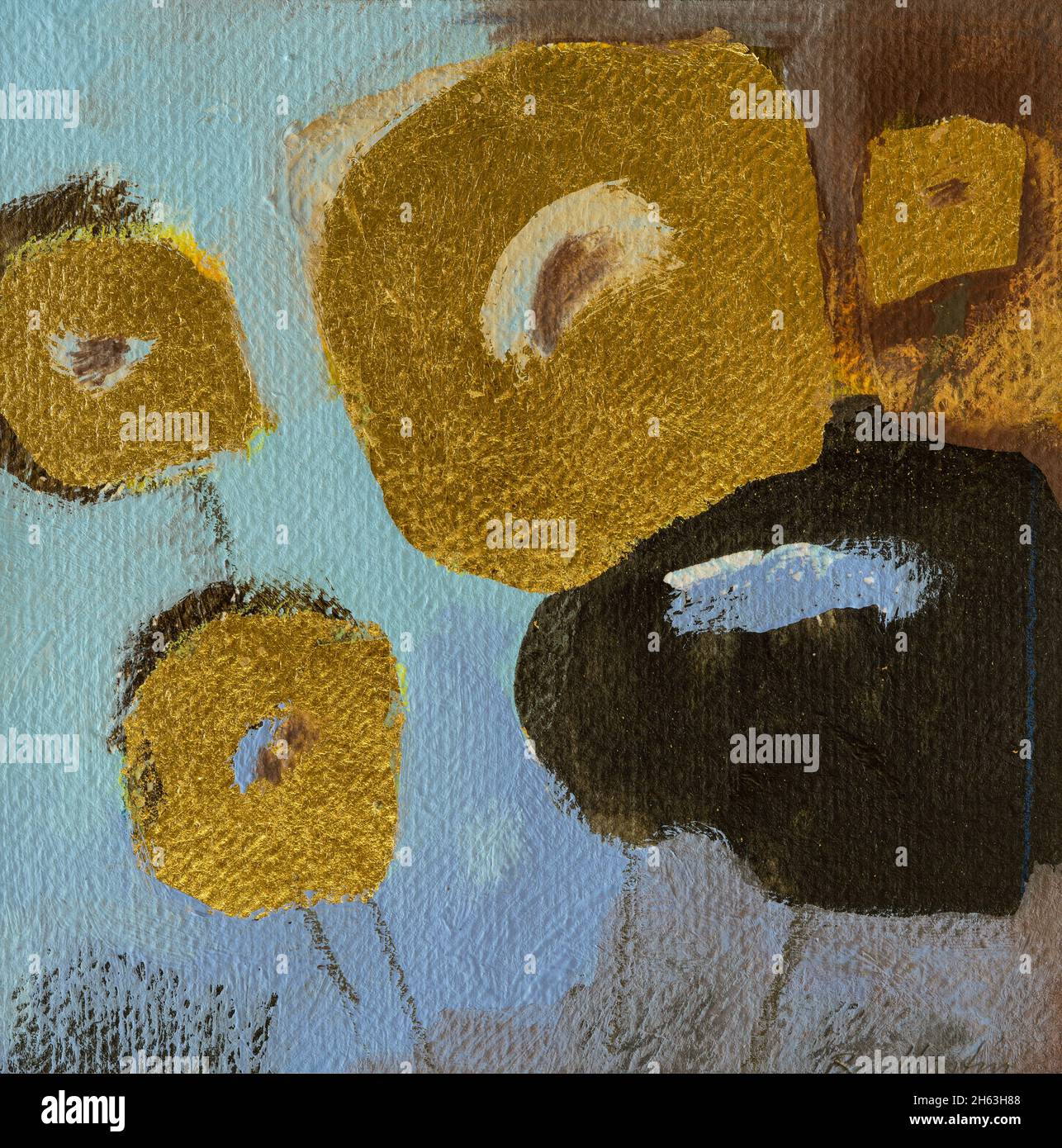 regine martin, Malerei, Acryl, Buntstift, mit Blattgold Beschichtung: Grußkarte Stockfoto