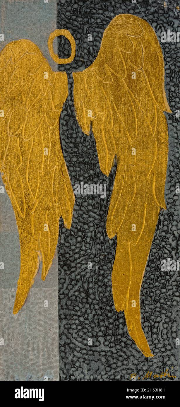 regine martin, Malerei, Acryl, Buntstift, mit Blattgold Beschichtung: Engel abstrakt Stockfoto