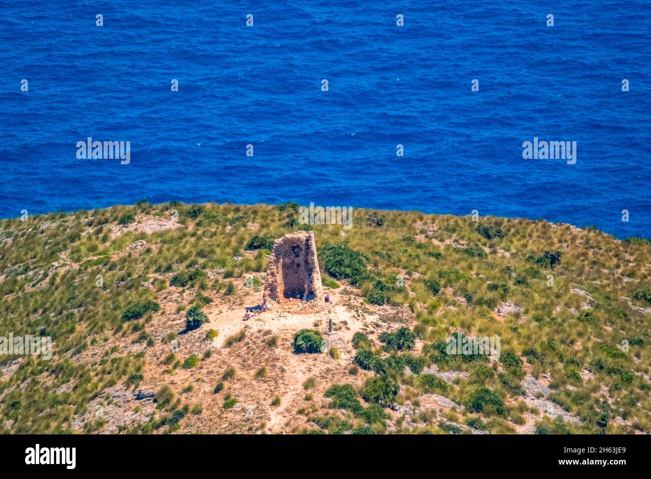Luftaufnahme, Aussichtstürme auf der Cap farrutx, Artà, mallorca, balearen, spanien Stockfoto