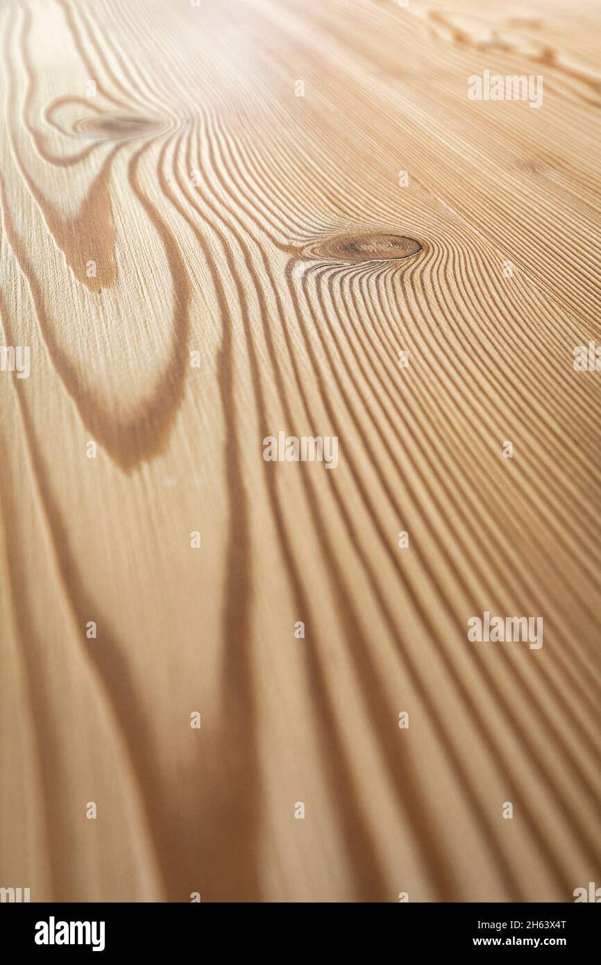 Detail einer Holzdiele, Rohstoff, Holzbearbeitung Stockfoto