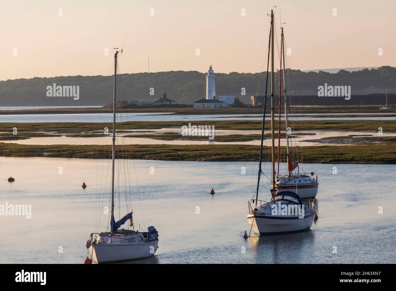 england, hampshire, der neue Wald, Keyhaven, hurst Castle und Leuchtturm Stockfoto