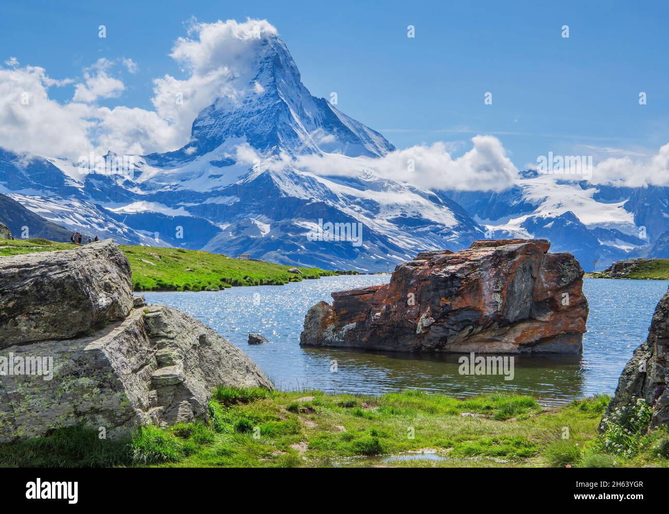 stellisee mit matterhorn 4478m, zermatt, mattertal, walliser alpen, wallis, schweiz Stockfoto