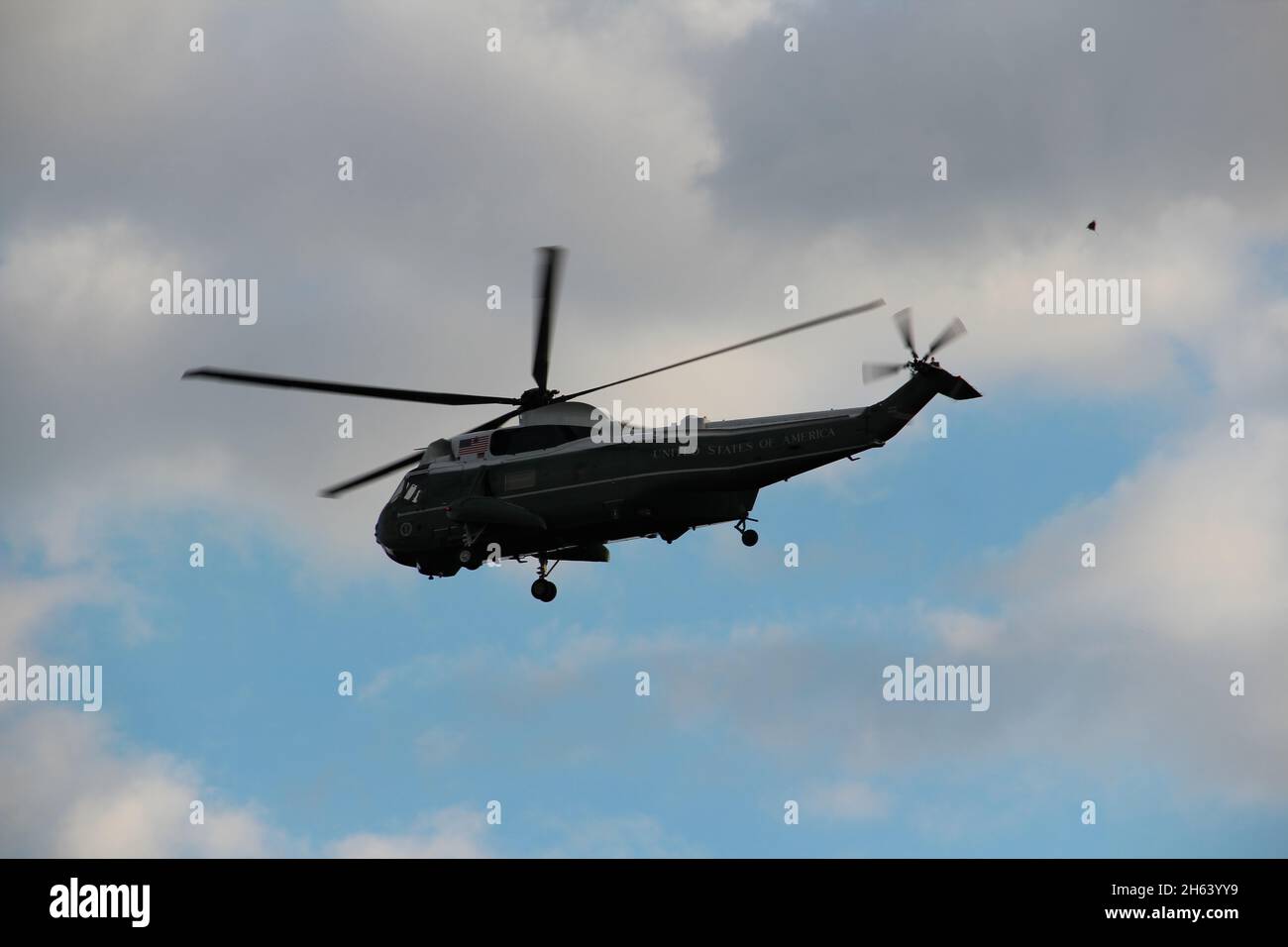 US-Präsident Joe Biden an Bord von Marine One verlässt die University of Connecticut nach einer Rede in Storrs, CT, USA, 15. Oktober 2021. Stockfoto