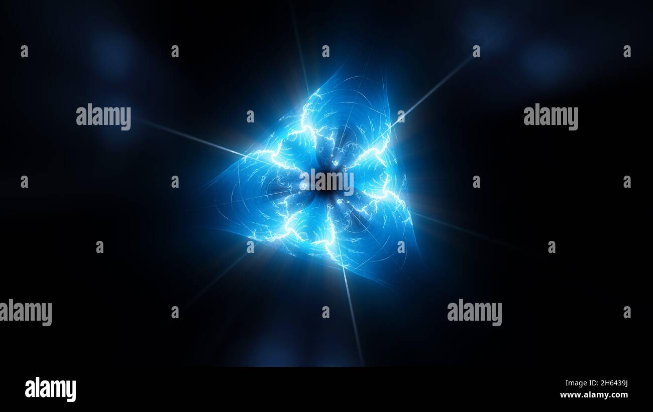 Blau leuchtende Alien-Technologie, computergenerierter abstrakter Hintergrund, 3D-Rendering Stockfoto