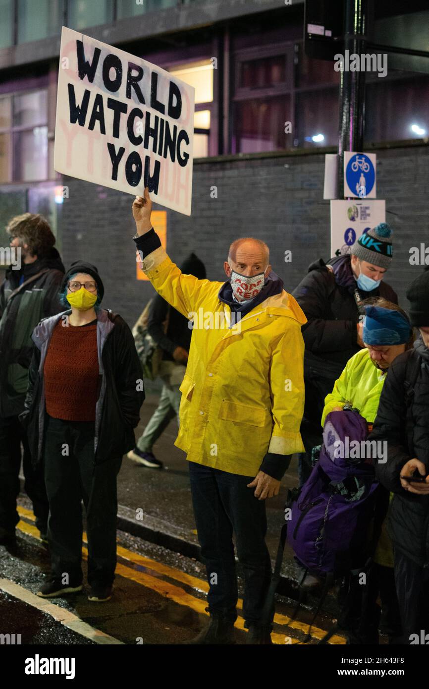 Glasgow, Schottland, Großbritannien, 12. november 2021 . am letzten Tag der COP26-Proteste vor den Toren 12. november 2021 Quelle: Reiss McGuire/Alamy Live News Stockfoto