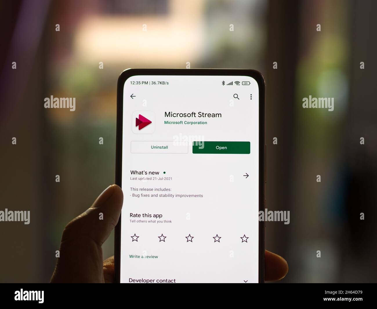 West Bangal, Indien - 11. November 2021 : Microsoft Stream-Logo auf dem Telefonbildschirm Stock Bild. Stockfoto