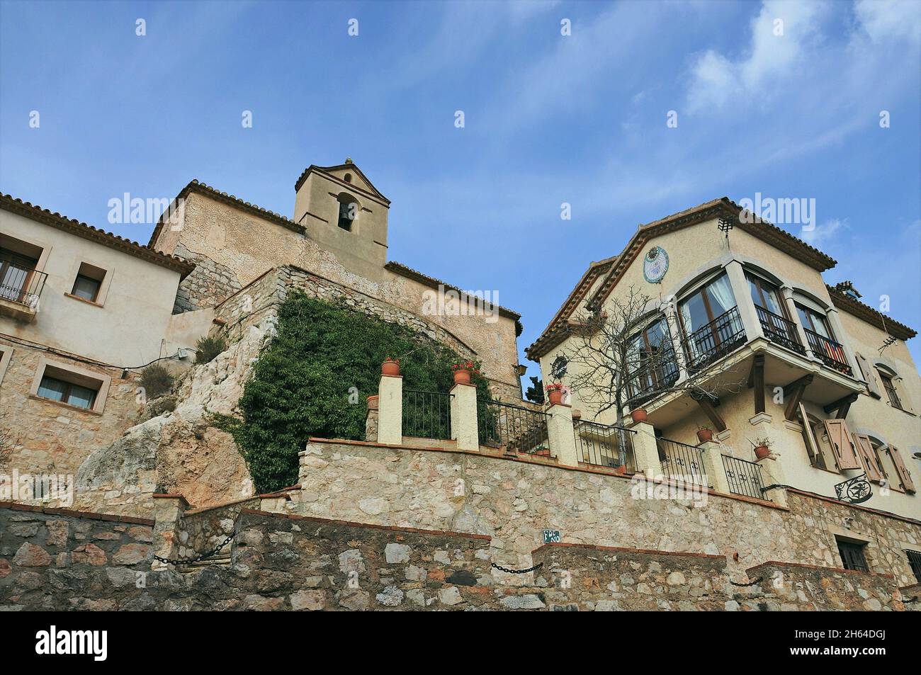 Ländlicher Kern von Miramar in der Gemeinde Figuerola del Camp in der Region Alt Camp der Provinz Tarragona, Katalonien, Spanien Stockfoto