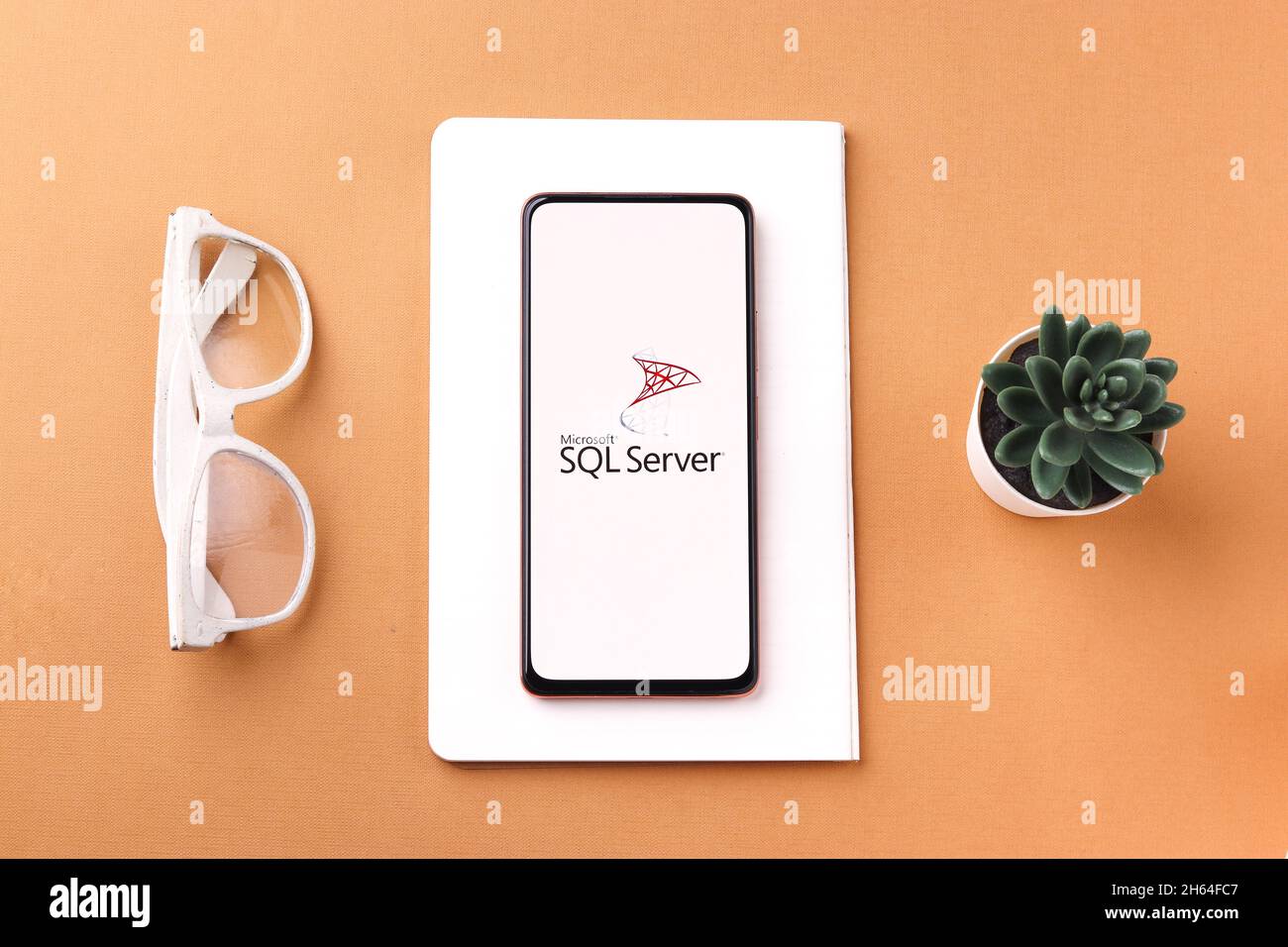 West Bangal, Indien - 11. November 2021 : Microsoft SQL Server-Logo auf dem Telefonbildschirm Stock Bild. Stockfoto