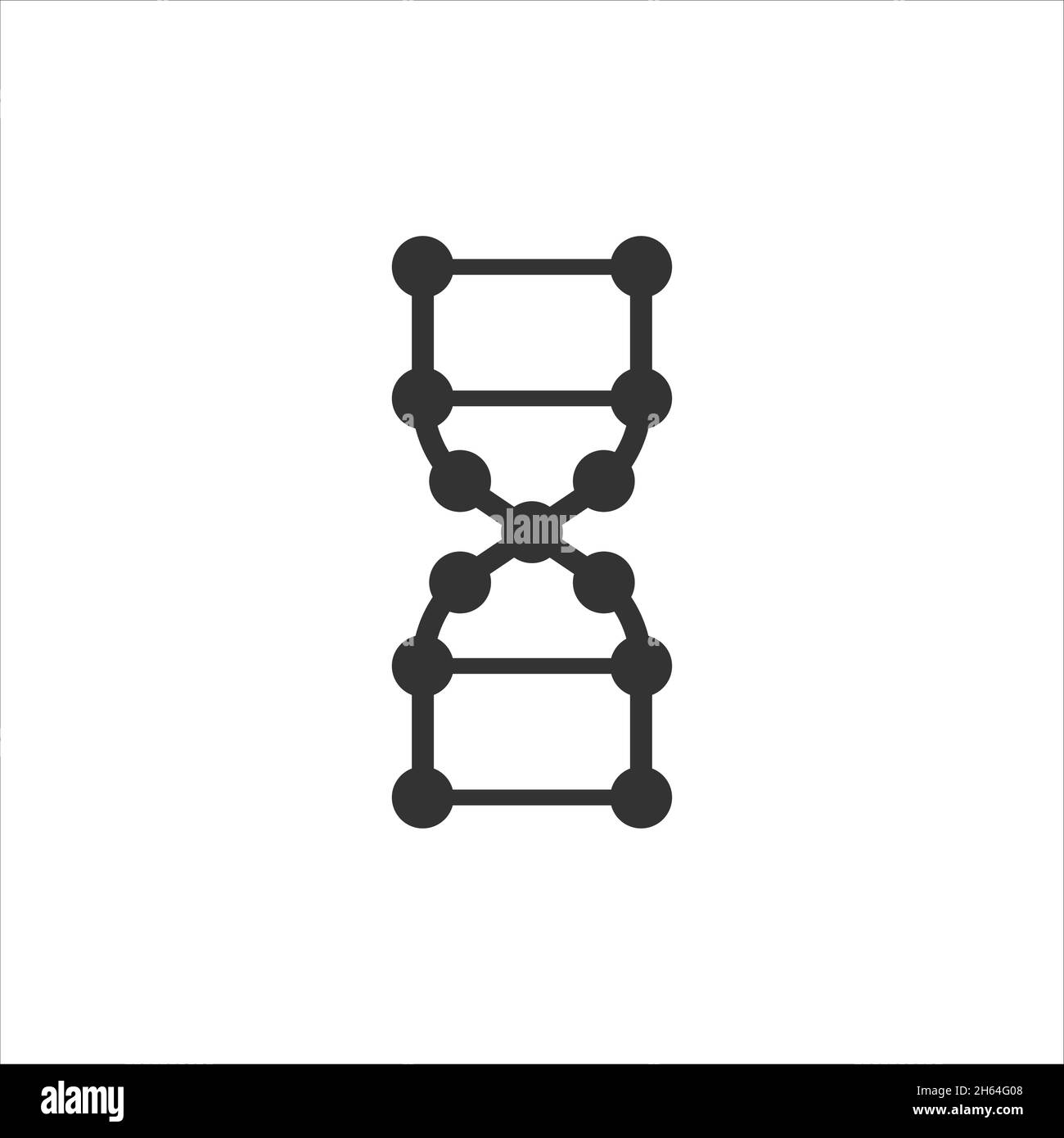 DNA-Molekül-Symbol in flachem Stil. Abbildung eines Atomvektors auf weißem, isoliertem Hintergrund. Molekulare Spirale Zeichen Geschäftskonzept. Stock Vektor