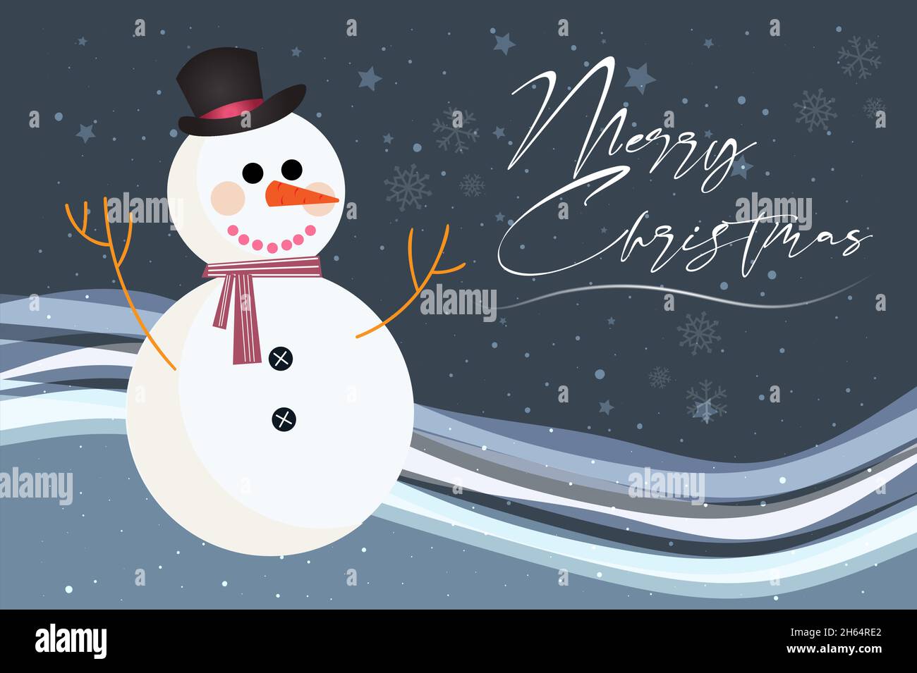 Frohe Weihnachten - handgeschriebene Beschriftung auf einem festlichen Schneemann modernes Vektor-EPS-Design für Karte, Poster, Banner, Label etc Stock Vektor