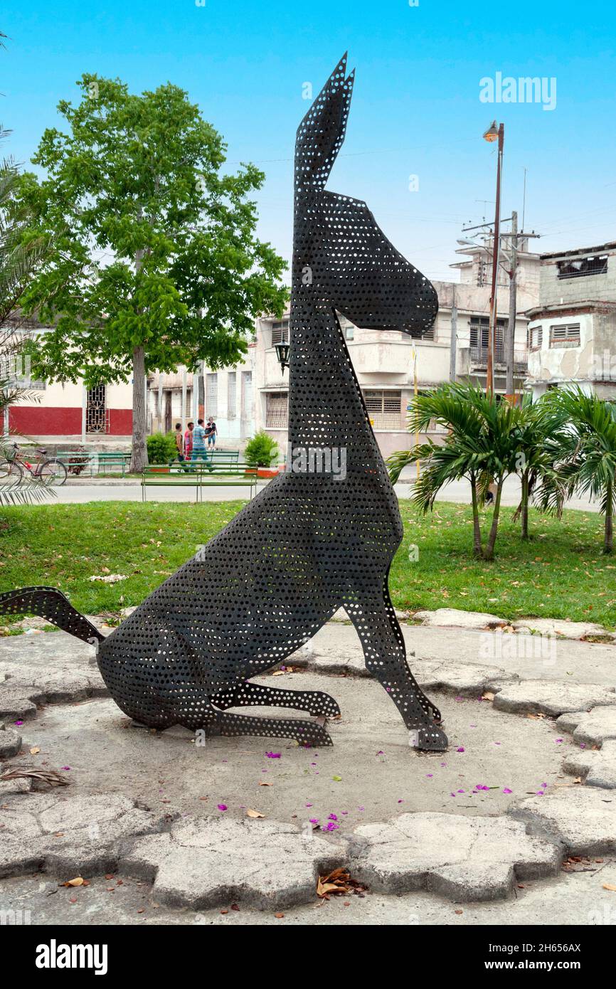 Skulptur oder Denkmal für 'El Burro Perico' oder Perico Donkey, das ein lokales kulturelles Symbol in der Stadt Santa Clara, Villa Clara, Kuba ist Stockfoto