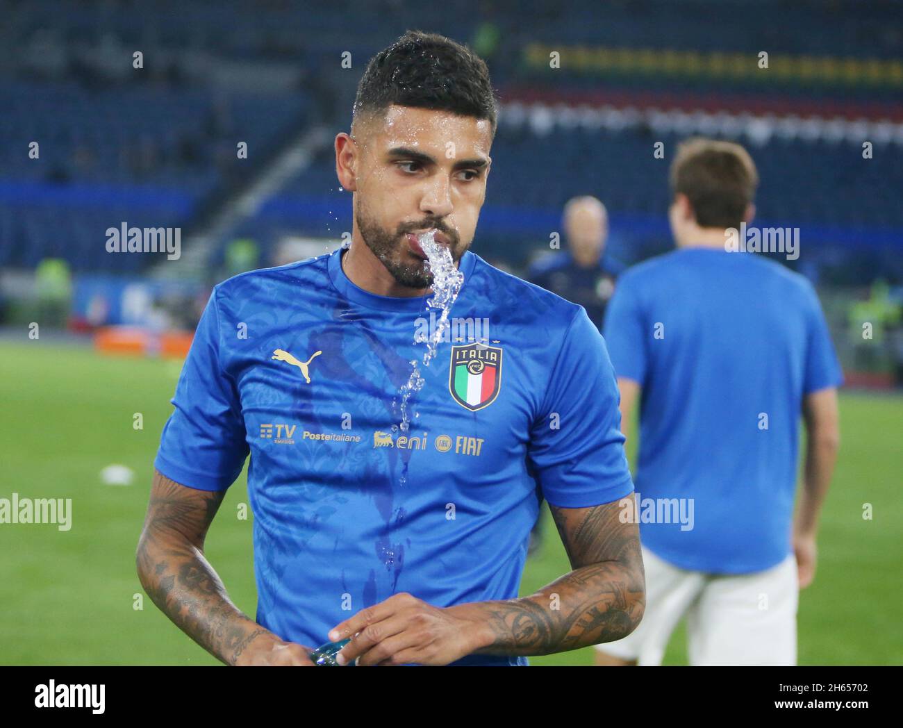 Emerson of Italy erwärmt sich während der FIFA Weltmeisterschaft 2022, Qualifikationsspiel der Gruppe C zwischen Italien und der Schweiz am 12. November 2021 im Stadio Olimpico in Rom, Italien - Foto Laurent Lairys / DPPI Stockfoto