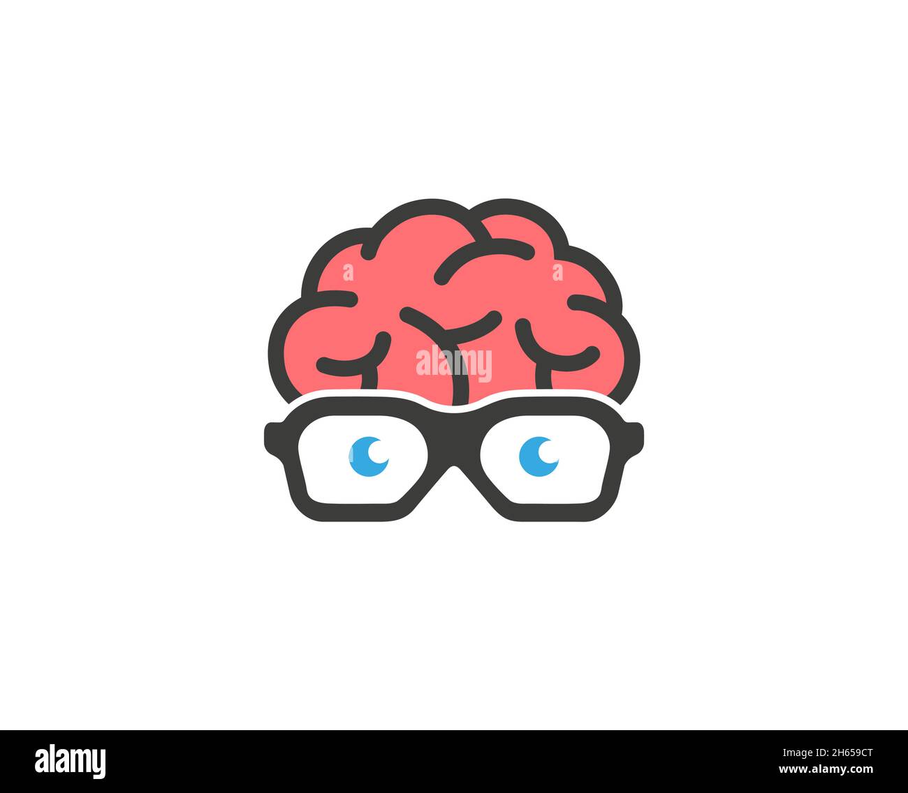 Creative Brain Geek Brille Logo Vektor Design Illustration Stock Vektor