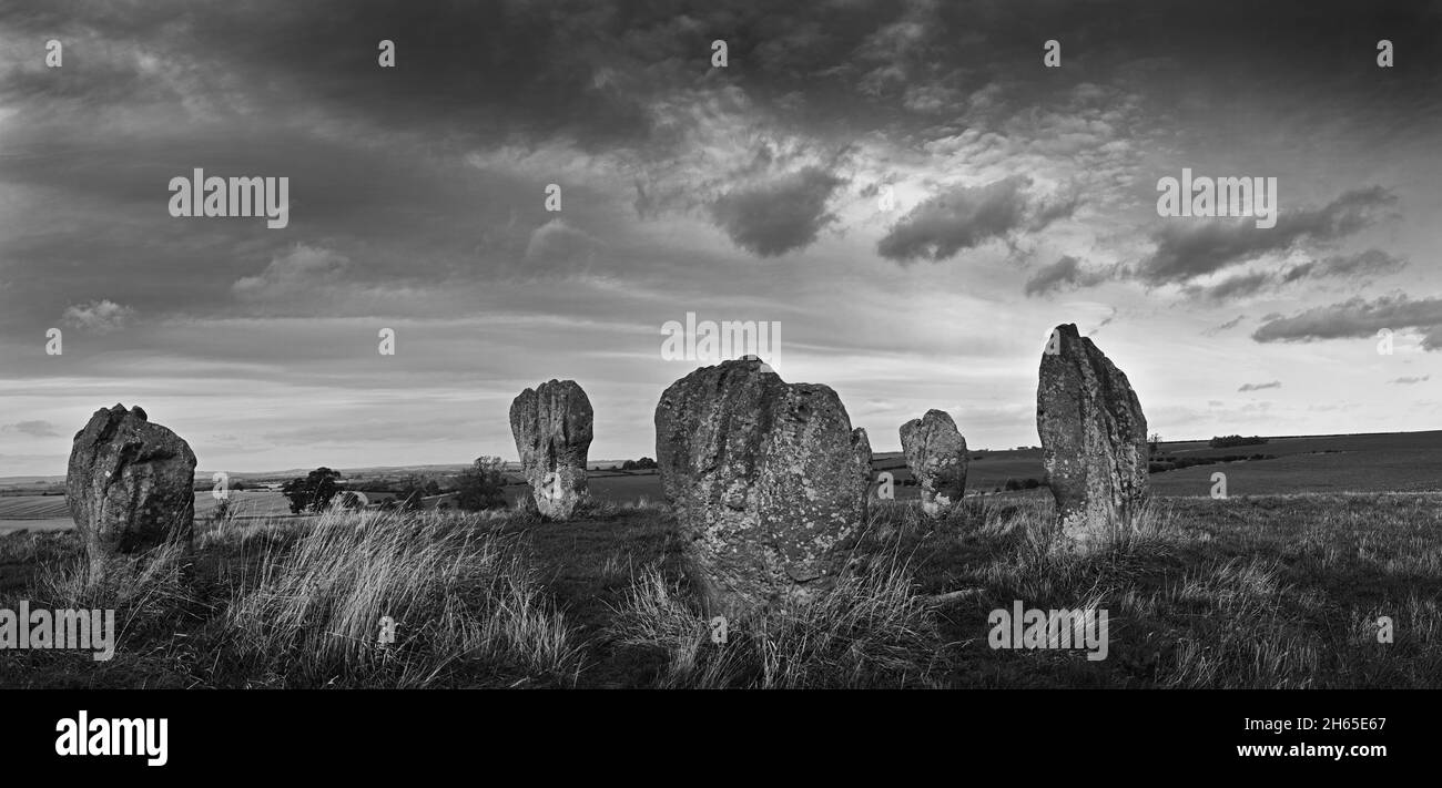 Duddo Five Stones Steinkreis der frühen Bronzezeit in Northumberland, Großbritannien Stockfoto