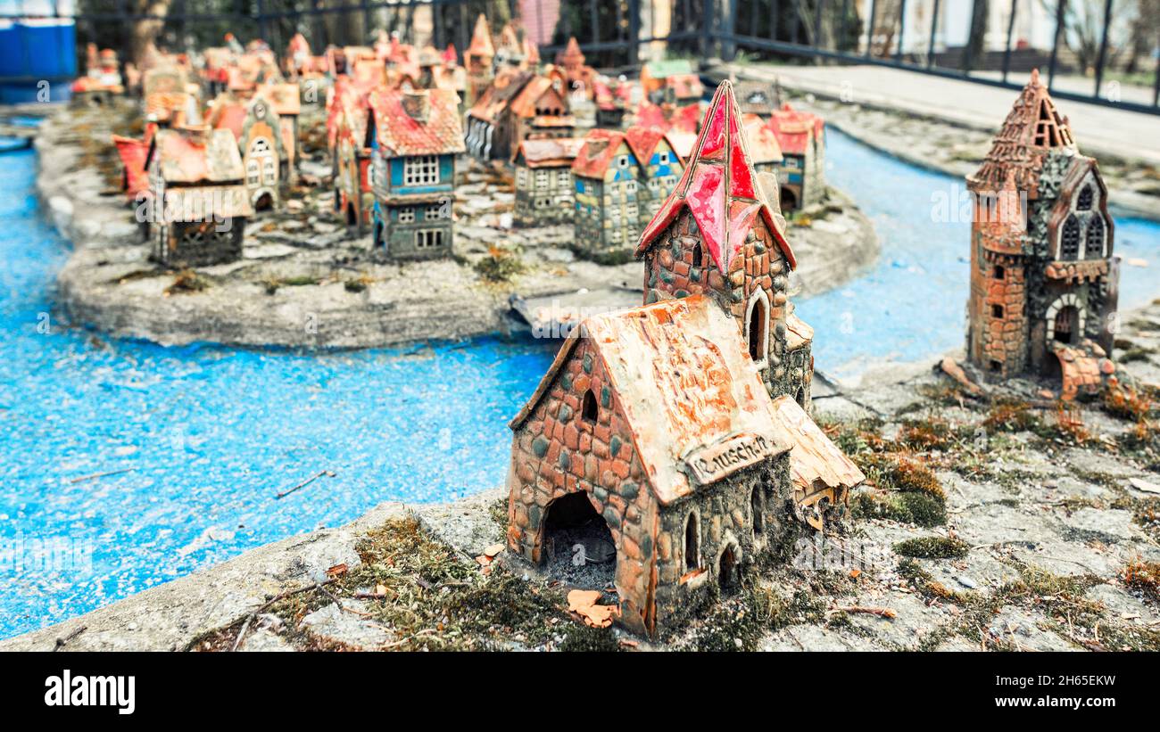 Architekturmodell der mittelalterlichen Insel Kant, Königsberg in Svetlogorsk Stockfoto